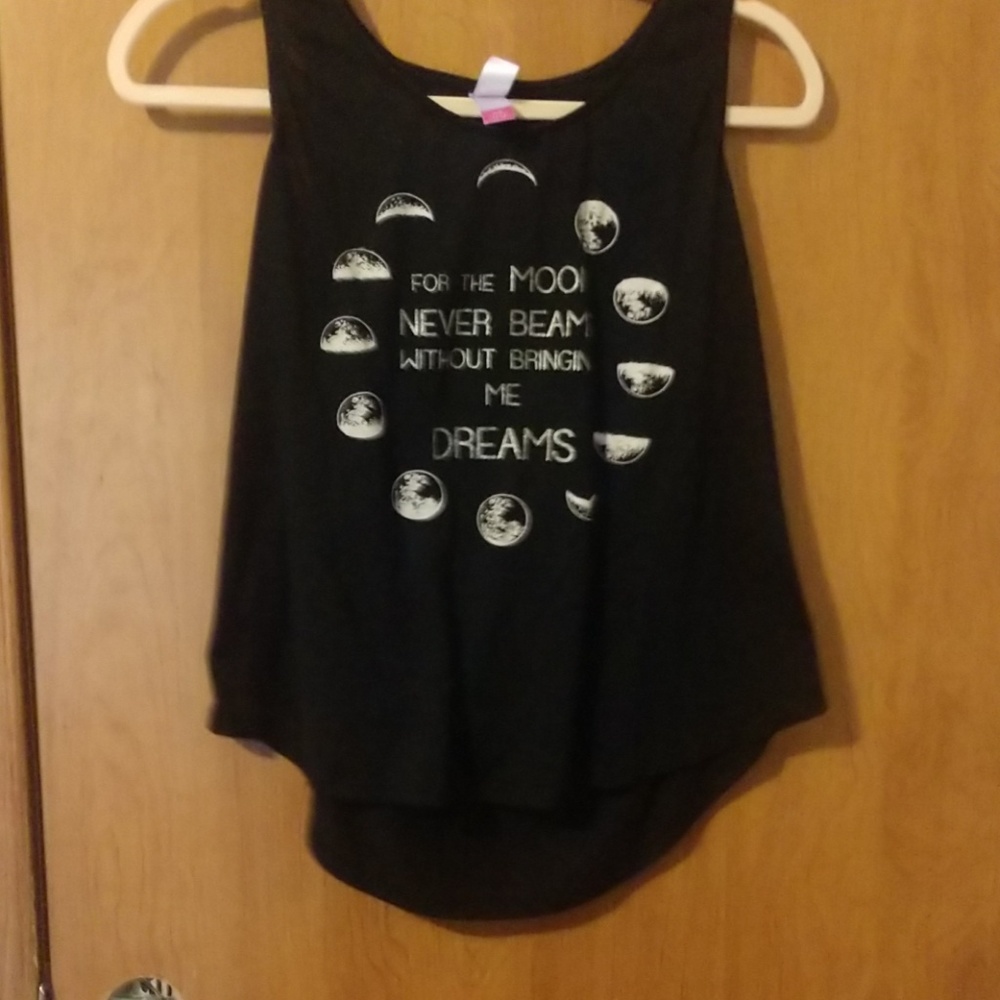 A black tank top with a v cut in the back